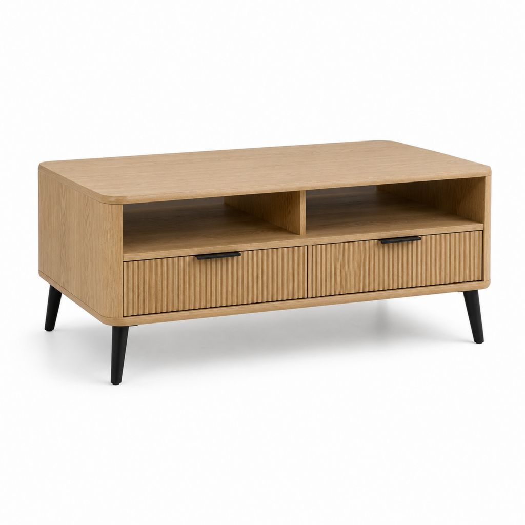 Tavolino da caffè contenitore rovere in MDF rettangolare 100 x 50 x 45 cm