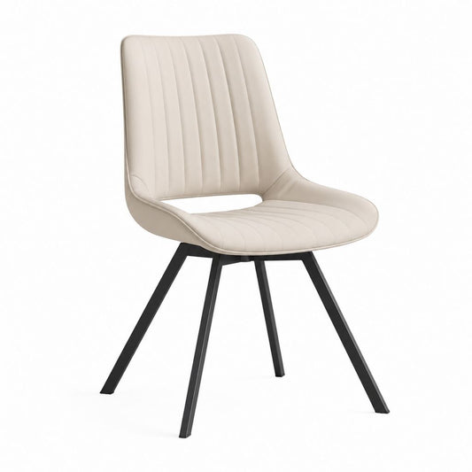 Sedia da pranzo beige in pelle PU con gambe in acciaio 50 x 58 x 86 cm