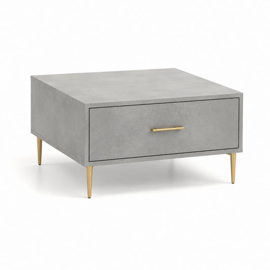 Tavolino da caffè quadrato grigio effetto cemento con cassetto in MDF 80 x 80 x 45 cm