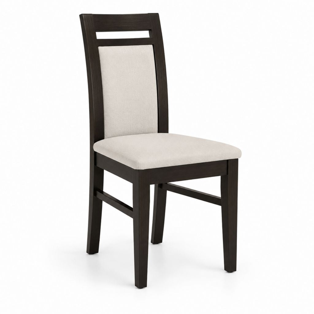 Sedia da pranzo imbottita beige e marrone scuro in legno massello 45 x 54 x 100 cm