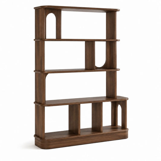 Libreria a pavimento 5 ripiani marrone noce in MDF rettangolare 80 x 30 x 180 cm