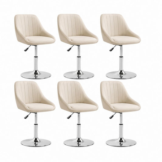 Set 6 sedie da pranzo regolabili beige in similpelle PU con base girevole in acciaio 46 x 54 x 82-102 cm
